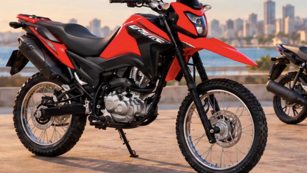 Motos da frota própria Lok Mob estacionadas lado a lado